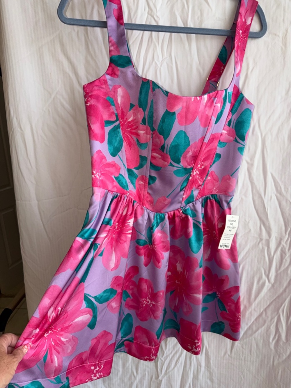 Show me your Mimi-Lilac and Hot Pink Floral Sundress romper shorts underneath